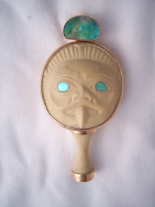 Genesis Rattle: ivory, 22kt, abalone